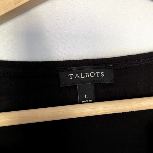 Talbots long sleeved black top vintage neckline women's size large cotton modal - Picture 3 of 6